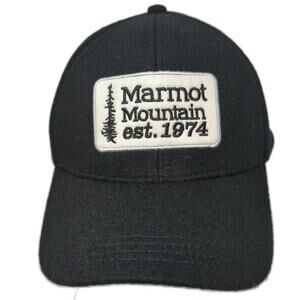Marmot Mountain Baseball Cap Black One Size Wool Blend Pine Tree Patch Hat